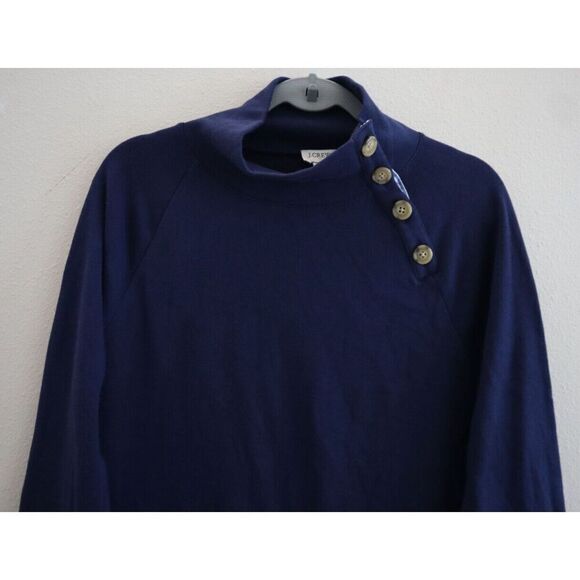 J. Crew BT357 Women's Sz S Blue Wide Button-Collar Pullover Sweatshirt - Picture 3 of 8